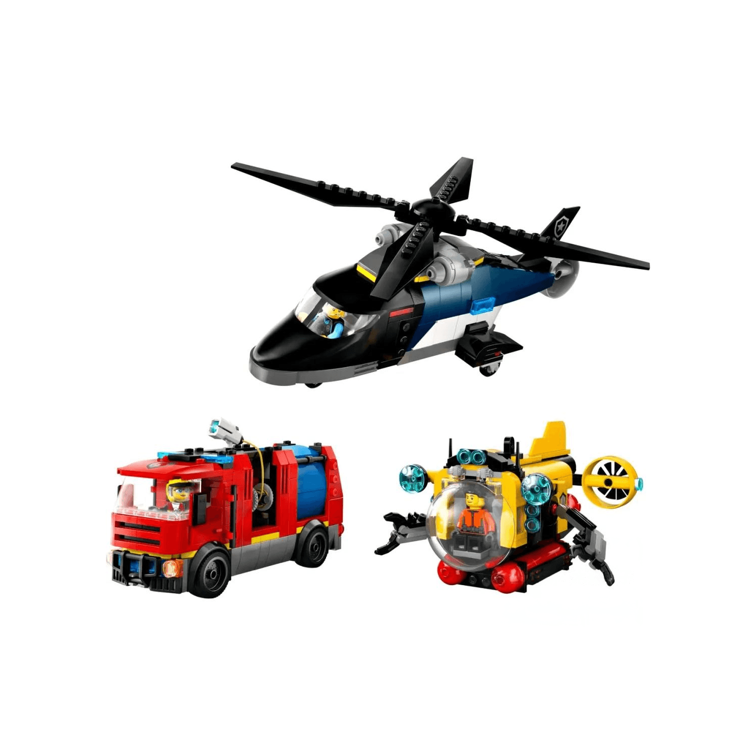 Конструктор LEGO Вертолет, Пожарная машина и Подводная лодка (60462) - Boxette Shop